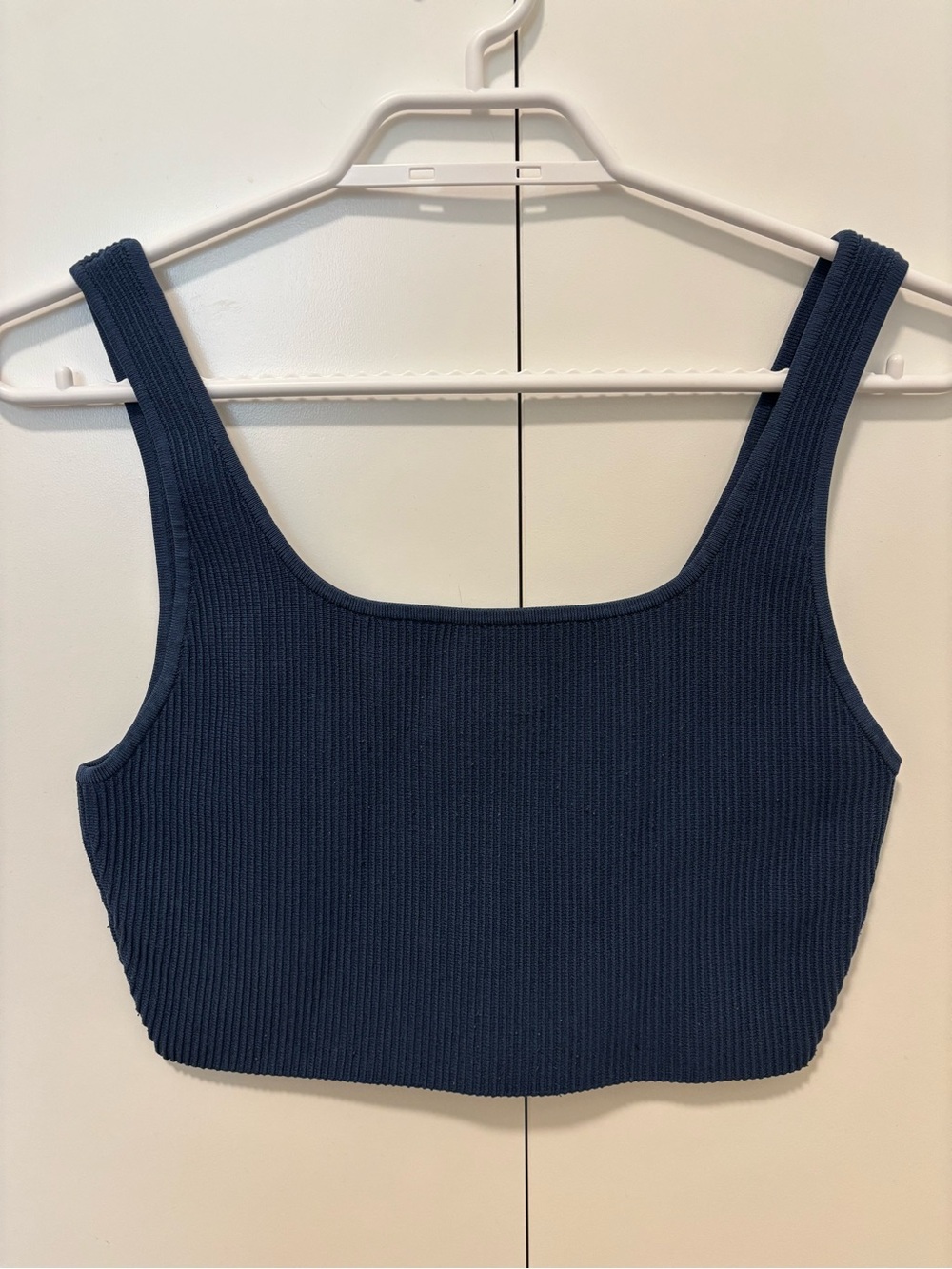 Aritzia Navy Ribbed Square-Neck Crop Top